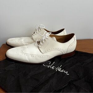 Cole Haan Ivory Men’s Oxford Wingtip Brogue Dress Shoes